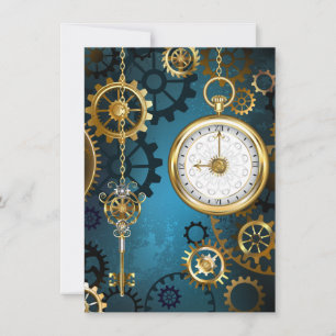 Carte De Correspondance Steampunk Arrière - plan turquoise avec Gears
