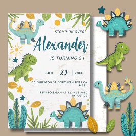 Carte De Correspondance Stompe sur Dinosaur Jurassique Anniversaire de enf