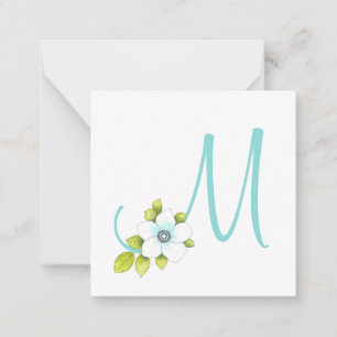 Carte De Correspondance Stylo Aquarelle Anémonique Blanc et Fleur Aquarell
