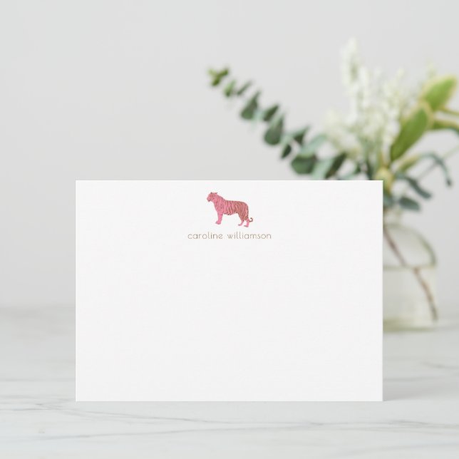 Carte De Correspondance Stylo Tiger Rose Simple Papeterie personnalisée (Debout devant)