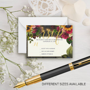 Carte De Correspondance Sunflower et budget rose mariage rustique RSVP