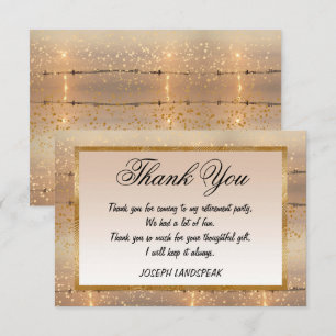 Carte De Correspondance Sunny Beach & Gold Confetti Retraite Merci