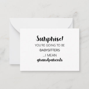 Carte De Correspondance Surprise, tu vas être baby-sitters, je veux dire
