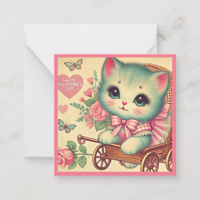 Carte De Correspondance Sweet Kitten Valentine's Day (Devant)