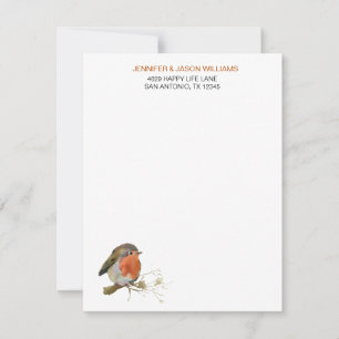 Carte De Correspondance Sweet Robin Oiseau Nature Lover papeterie