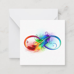 Carte De Correspondance Symbole d'infini avec plume arc-en-ciel