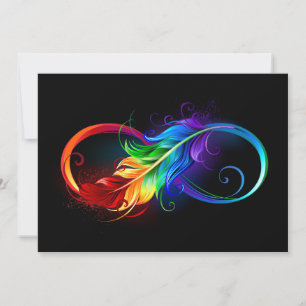 Carte De Correspondance Symbole d'infini avec plume arc-en-ciel