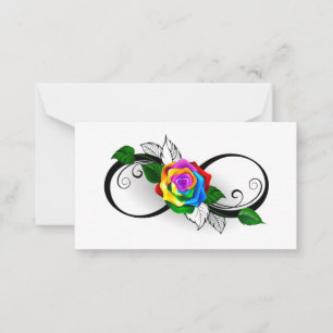 Carte De Correspondance Symbole d'infini avec Rose arc-en-ciel