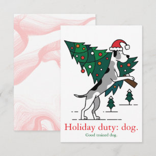 Carte De Correspondance Tâche des Fêtes de Noël : chien. Version Grand Dan