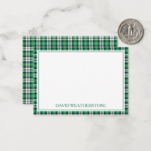 Carte De Correspondance Tartan Vert et Noir Plaid Personnalisé