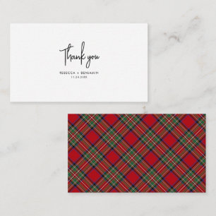Carte De Correspondance Tartan vert rouge rouge rouge Merci Mariage