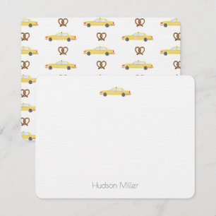 Carte De Correspondance Taxi jaune taxi et Pretzel NYC Merci