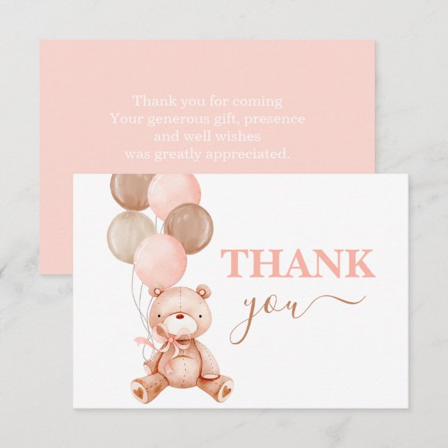 Carte De Correspondance Teddy Bear Girl merci (Devant / Derrière)