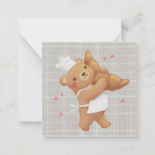 Carte De Correspondance Teddy le Baker avec Croissant
