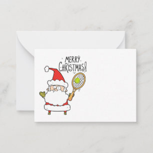 Carte De Correspondance Tennis Noël Vacances avec balle et Père Noël drôle