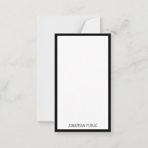 Carte De Correspondance Texte manuscrit minimaliste Bordure noire vertical