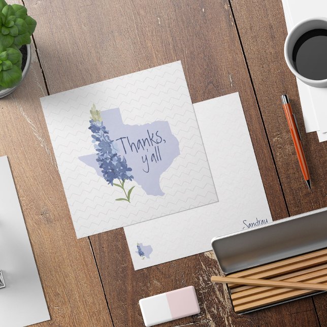 Carte De Correspondance Thanks Y'all Bluebonnet Texas (Créateur téléchargé)
