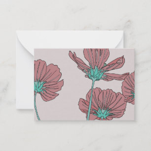 Carte De Correspondance Thème floral, motif pavot