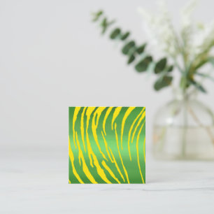 Carte De Correspondance Tigre métallique rayures vert jaune