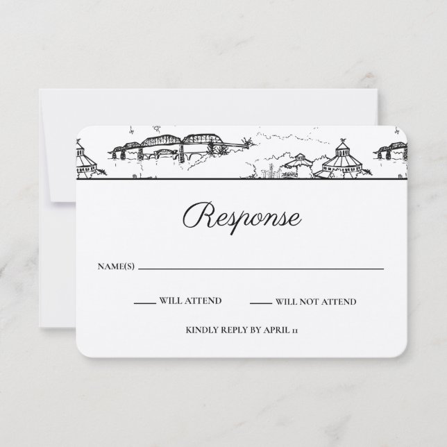 Carte De Correspondance Toile Chattanooga noir et blanc RSVP (Devant)