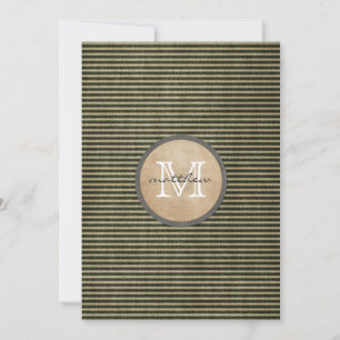 Carte De Correspondance Toile de jute noire vintage de monogramme de motif