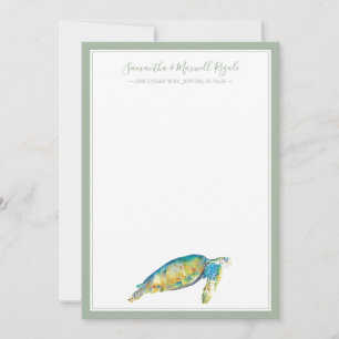 Carte De Correspondance Tortue de mer en aquarelle