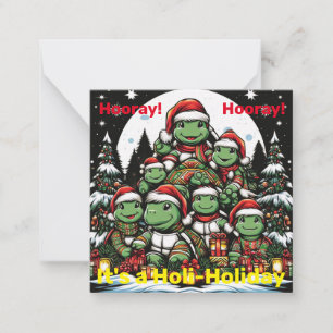 Carte De Correspondance Tortue est heureuse avec les cadeaux de Noël