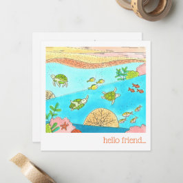 Carte De Correspondance Tortues marines tropicales Bonjour ami