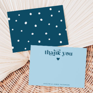 Carte De Correspondance Tourbillonnant Retro Merci Coeur Turquoise Bleu