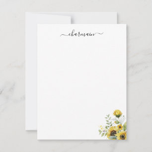 Carte De Correspondance Tournesol minimaliste simple