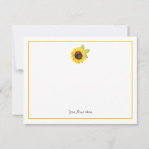 Carte De Correspondance Tournesol Peint À La Main
