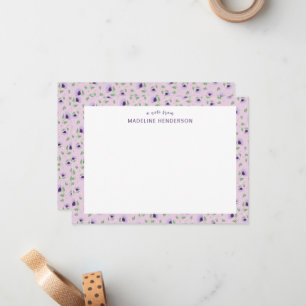Carte De Correspondance Tournesol violet blanc clair Monogramme rose clair