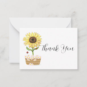 Carte De Correspondance Tournesols En Merci Pots
