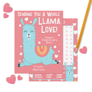 Carte De Correspondance Toute la classe Llama Love Valentine's Day