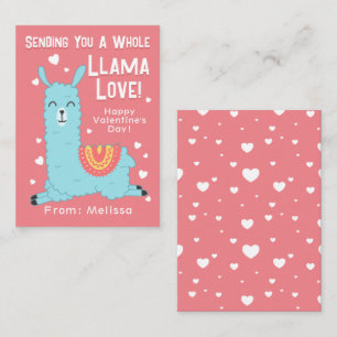 Carte De Correspondance Toute la classe Llama Love Valentine's Day Note