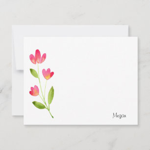 Carte De Correspondance Trois tiges d'aquarelle rose corail