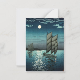 Carte De Correspondance Tsuchiya Koitsu - Bateaux à Shinagawa, Nuit