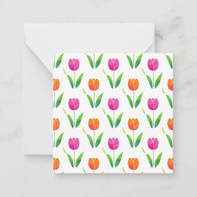 Carte De Correspondance Tulipes d'aquarelle rose et orange (Devant)