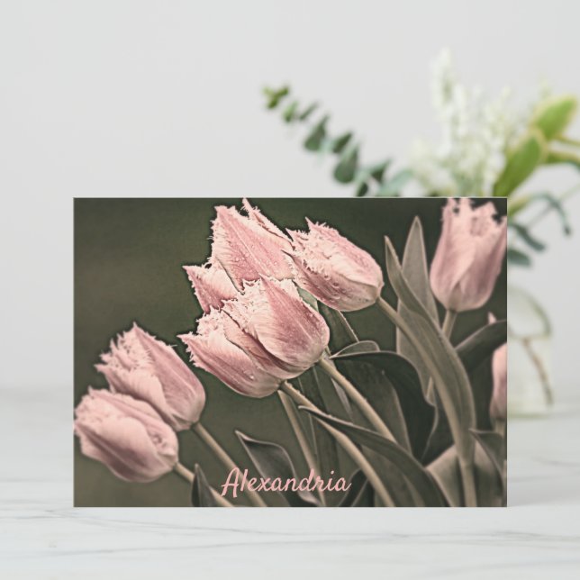 Carte De Correspondance Tulipes stylisées Personnalisées (Debout devant)