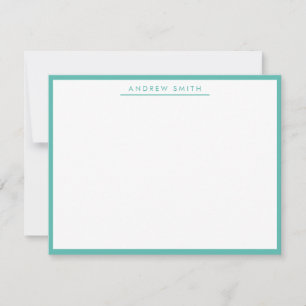 Carte De Correspondance Turquoise Turquoise Simple Line Moderne Design élé