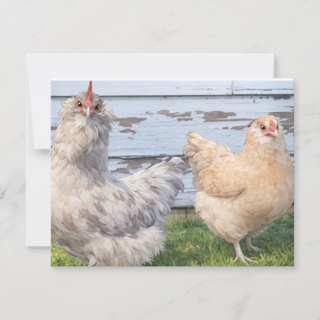 Carte De Correspondance Two Chickens Cute Farm Note Cards (Devant)