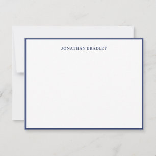 Carte De Correspondance Typographie élégante à bordure simple bleu marine