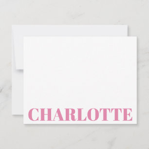 Carte De Correspondance Typographie en gras Nom rose personnalisé