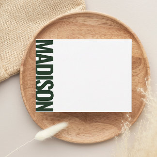 Carte De Correspondance Typographie gras grand nom vertical Deep Green