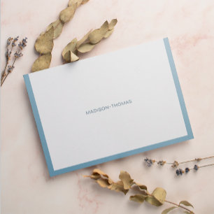 Carte De Correspondance Typographie moderne Dusty Blue Border Stationery