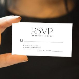 Carte De Correspondance Typographie moderne mariage budget simple RSVP