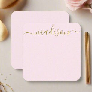 Carte De Correspondance Typographie moderne minimaliste rose et or