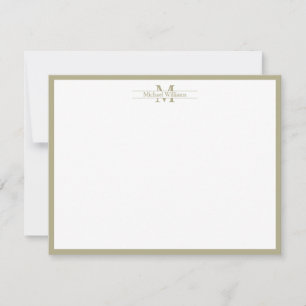 Carte De Correspondance Typographie Monogramme moderne Sage Bordure verte