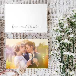 Carte De Correspondance Un Mariage de photo minimaliste pour script Merci