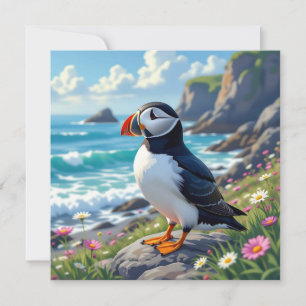 Carte De Correspondance Un mignon Puffin sur le flanc de la mer